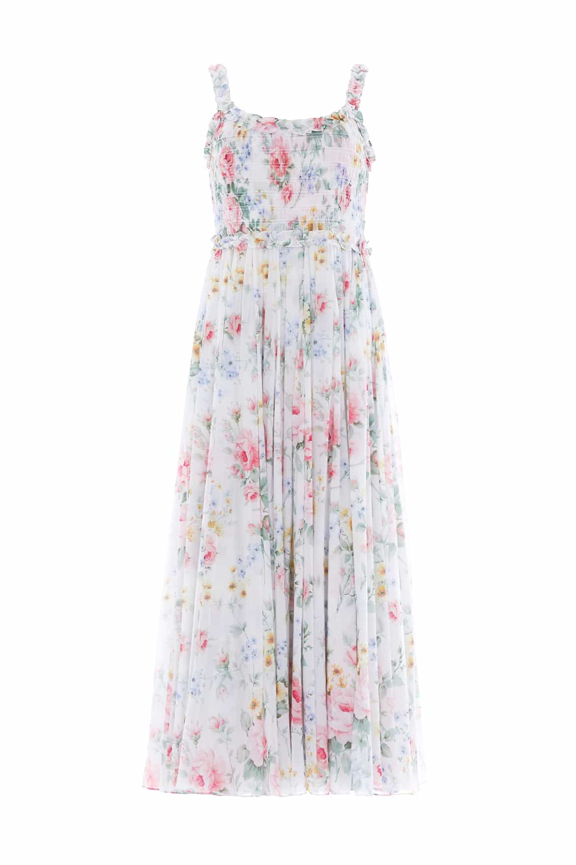 Needles & Thread Pompadour Garden Chiffon Smocked Gown