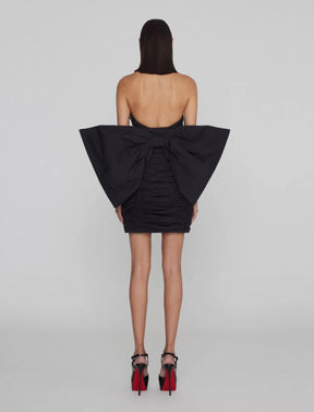 Taft Pleated Mini Bow Dress