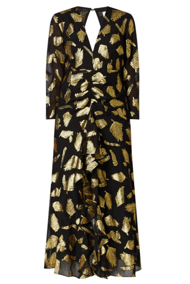 Rixo Gold Leaf Dress