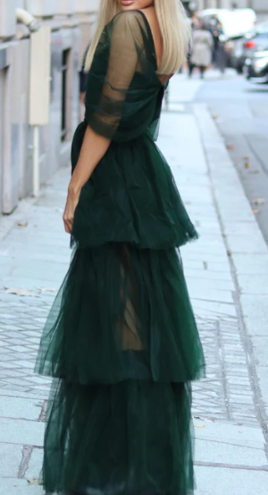 Lace and Beads Sydney Off Shoulder Tulle Maxi Dress