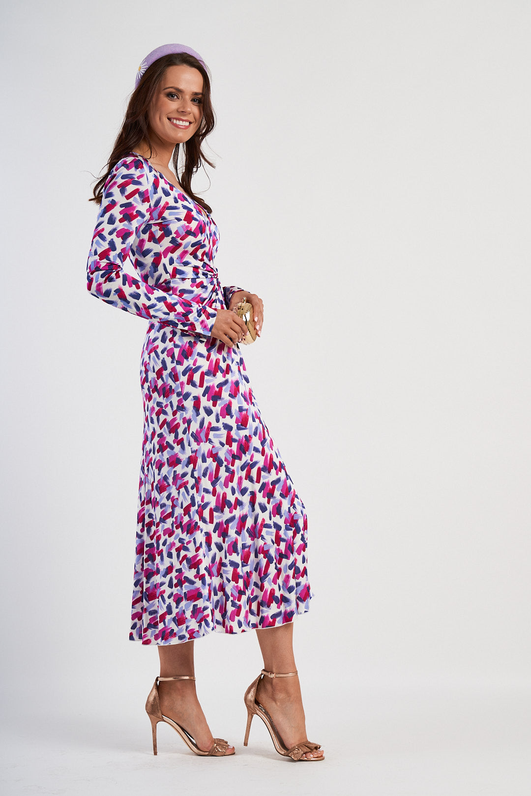 Rotate Birger Christensen Sierra Printed Long-sleeve Dress In Multicolour
