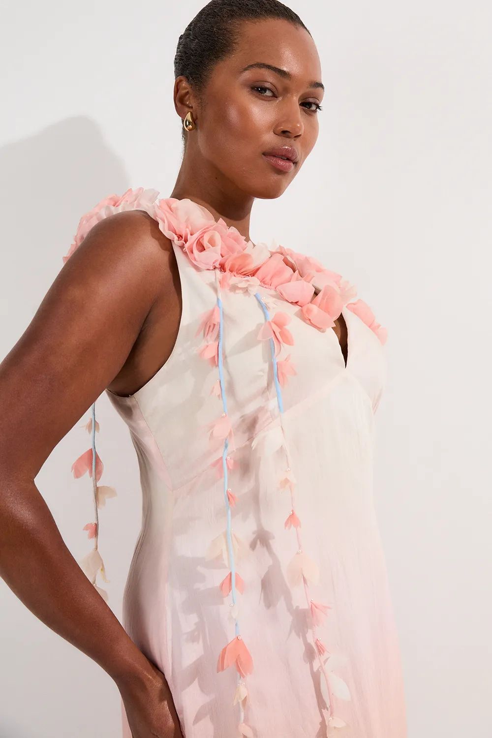 Ombré 3D Flower Slip Dress