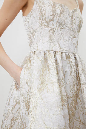 Karen Millen Tailored Jacquard Strappy Mini Prom Dress