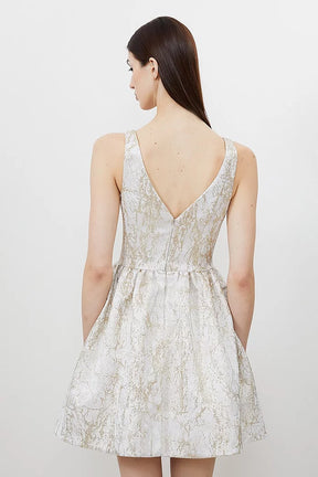 Karen Millen Tailored Jacquard Strappy Mini Prom Dress