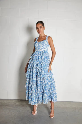 Anne Louise Boutique  Blue Waterfall Dress