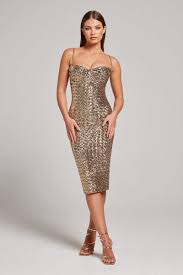 Nadine Merabi Nina Gold Dress