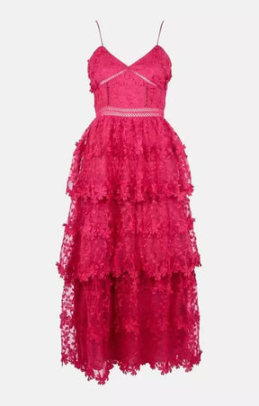 Oasis Lace Tiered Strappy Midi Dress