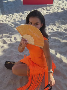 Figure Form Bandage Tassel Hem Knitted Dress