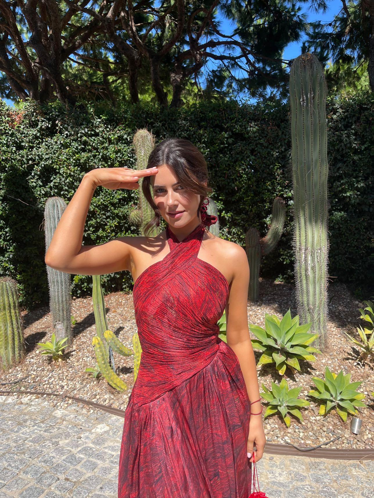 Red Patterned Maxi