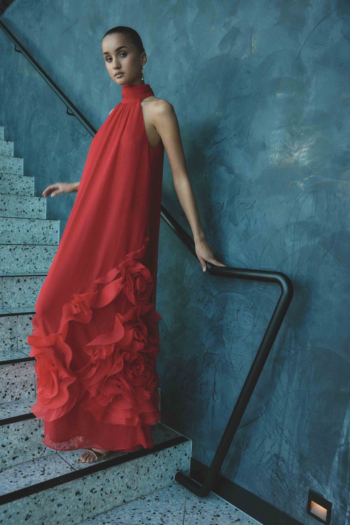 Evelin Halter Gown in Red Size S