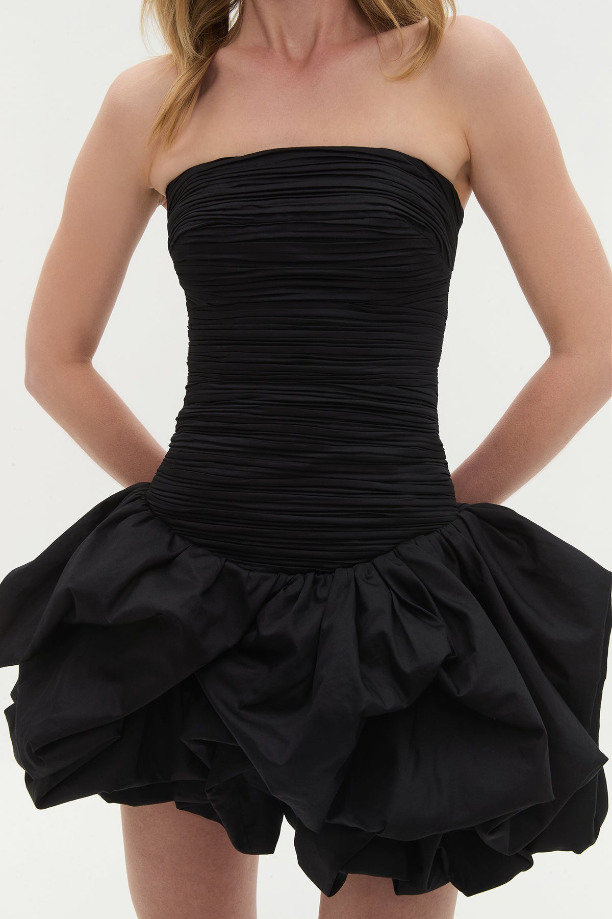 Violette Bubble Hem Mini Dress Black