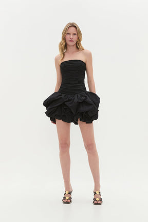 Violette Bubble Hem Mini Dress Black