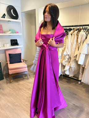 Fuschia wrap tie cover up