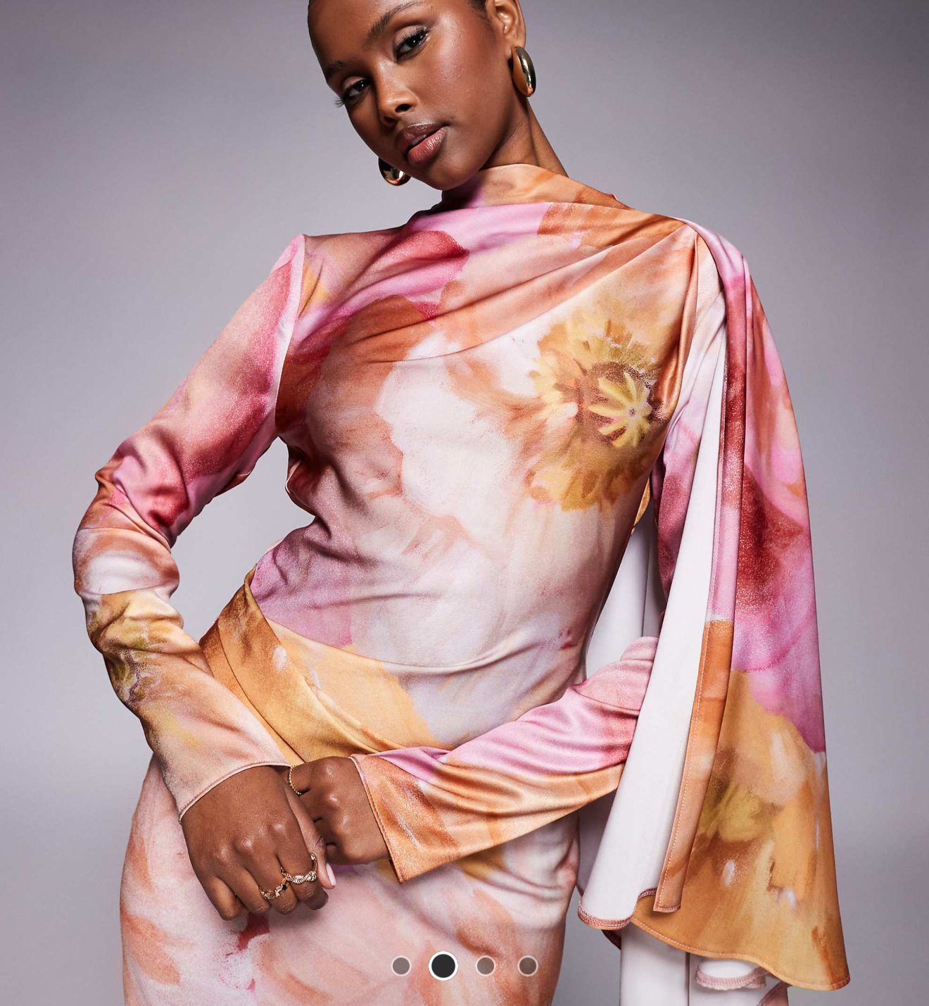 Pink Cape Sleeve Dress
