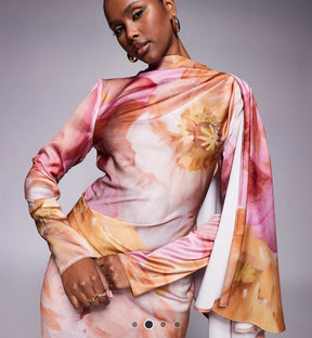 Pink Cape Sleeve Dress