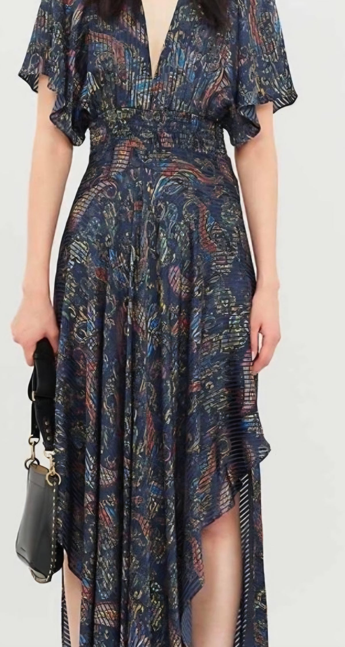 Maje Smocked Lurex Dress Blue
