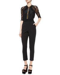 Self Portrait Sequence Lace Jumpsuit Black