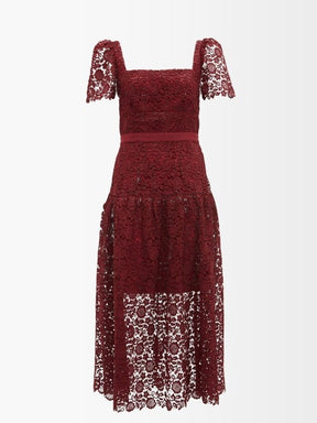 Self-Portrait Guipure Lace Midi Dress