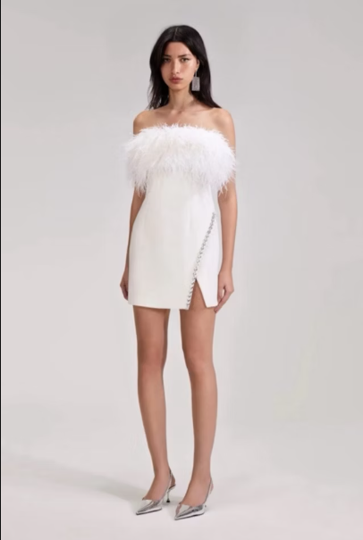 White Feather Mini Dress