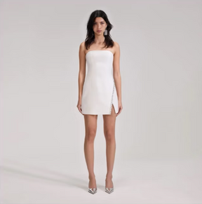 White Feather Mini Dress