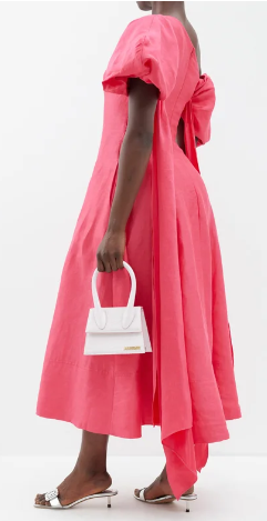 Aje Arista One-Shoulder Linen-Blend Midi Dress