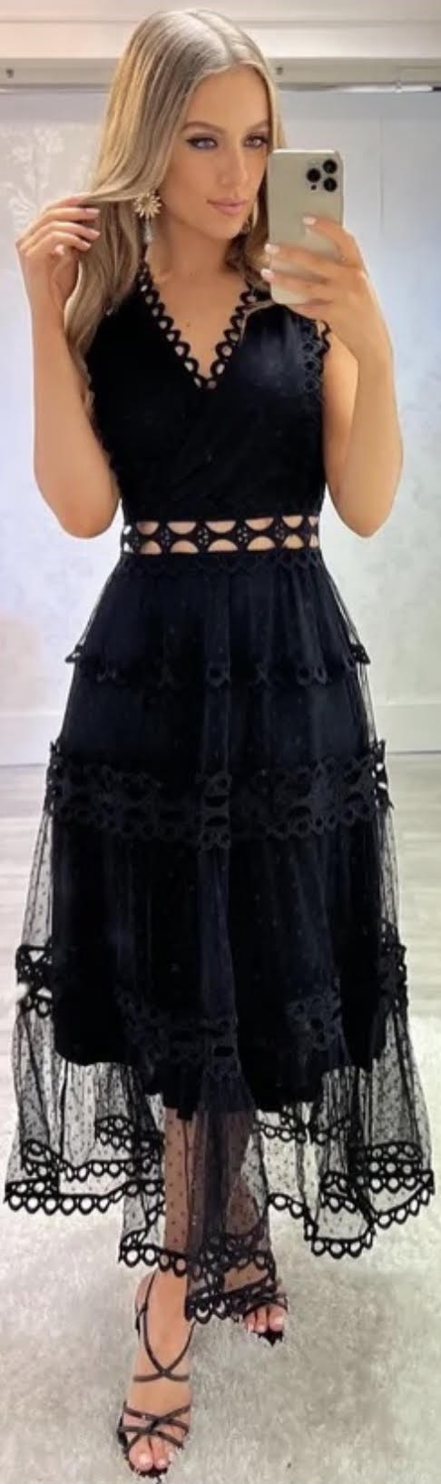 Black Lace Midi Dress