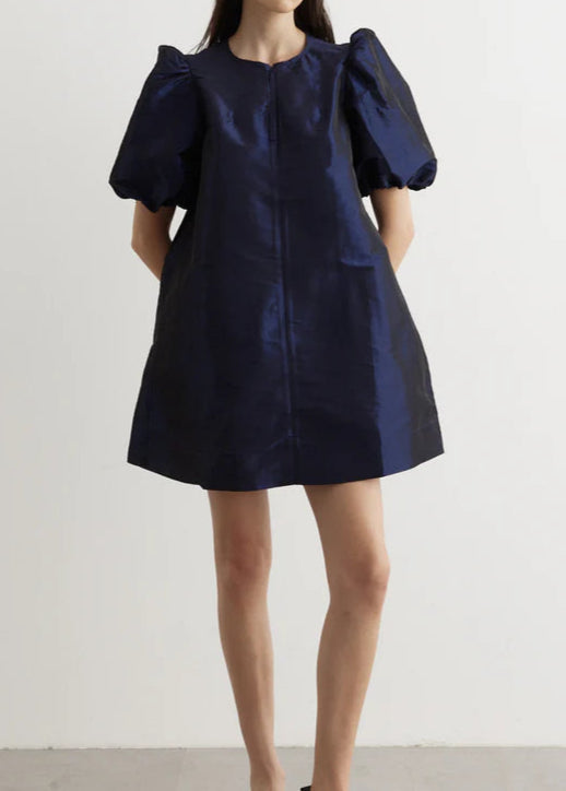 Ganni Taffeta Mini With Puff Sleeves