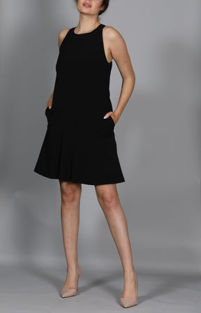 Fluted Bow-Embellished Stretch-Crepe Dress