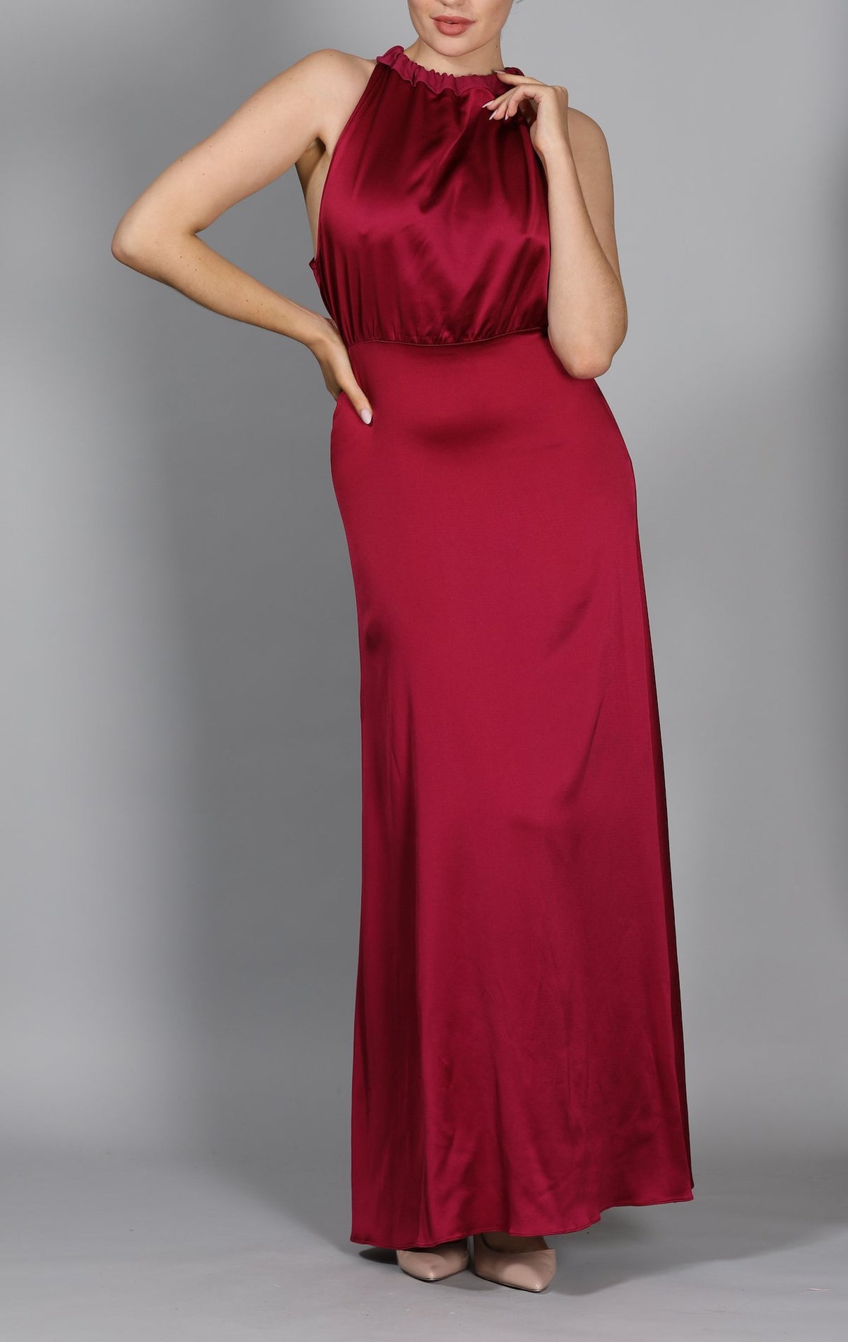 The Anne Joseph Gathered Satin-Crepe Gown