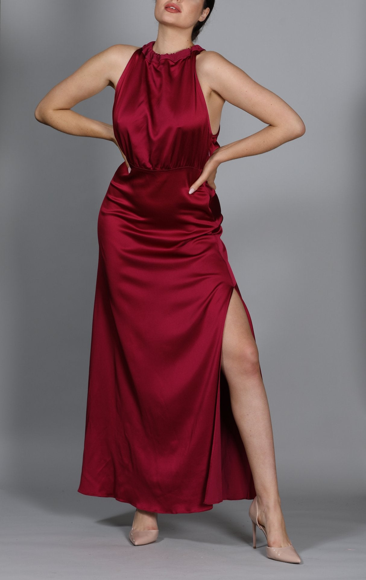 The Anne Joseph Gathered Satin-Crepe Gown
