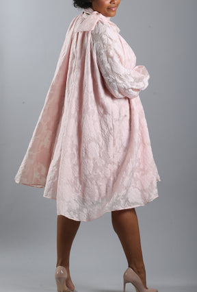 Pink Smock Dress With Pussybow In Rose Jacquard