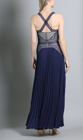Navy Pleated Dress