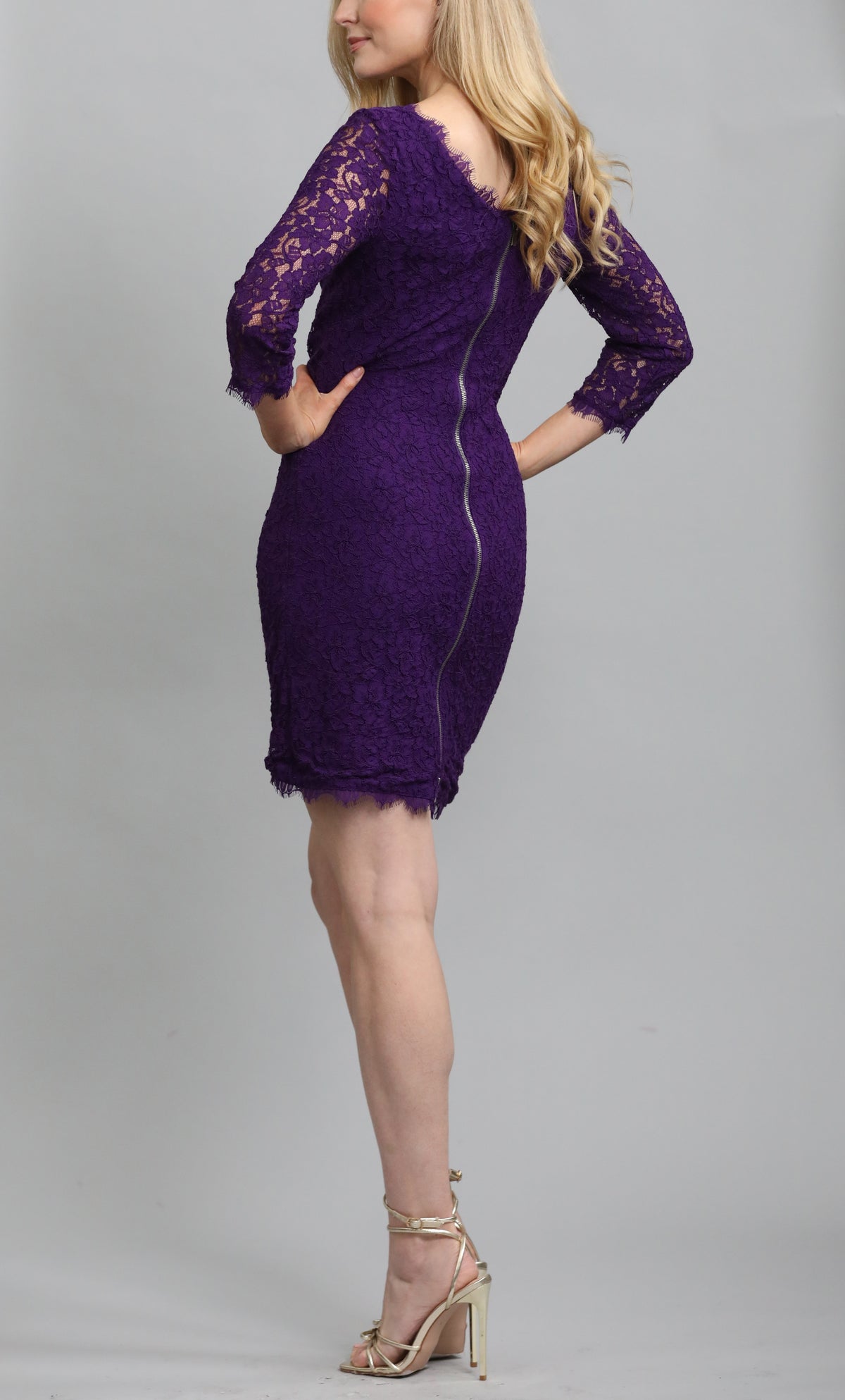 Diane Von Furstenberg purple lace midi dress