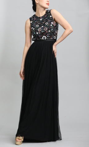 Needle & Thread Embellished Black Maxi Dress