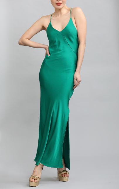 Delphine Green Slip Dress