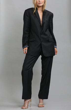 Vintage Men's Grey Pinstripe Suit