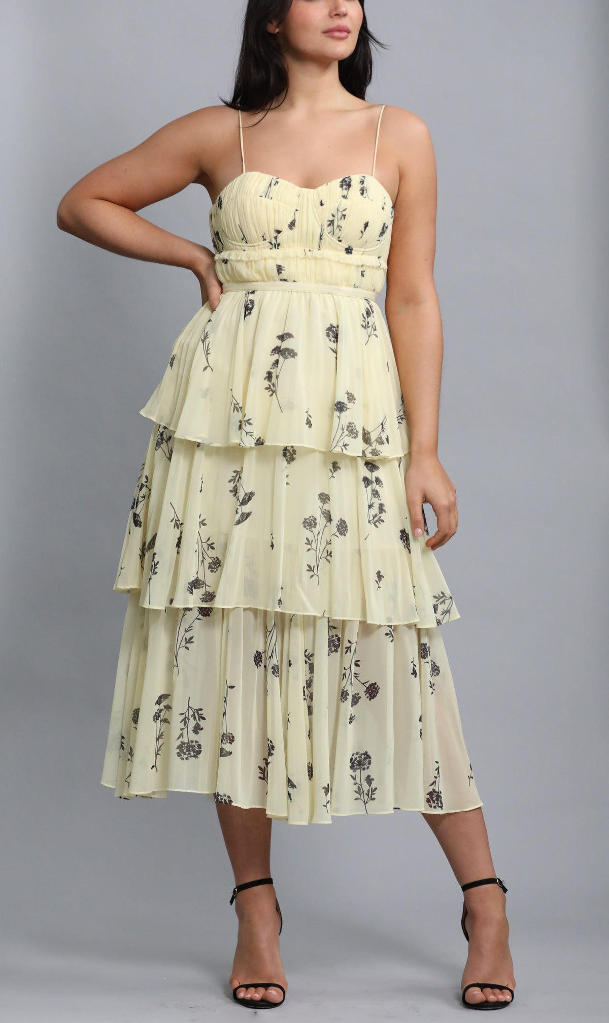 REBECCA VALLANCE Calla One Shoulder Dress Midi (Yellow) - Rent this dress!