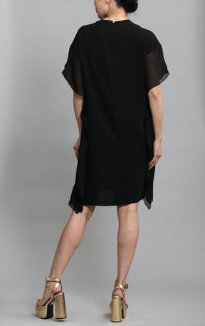 Black Mini Dress With Chiffon Sleeves