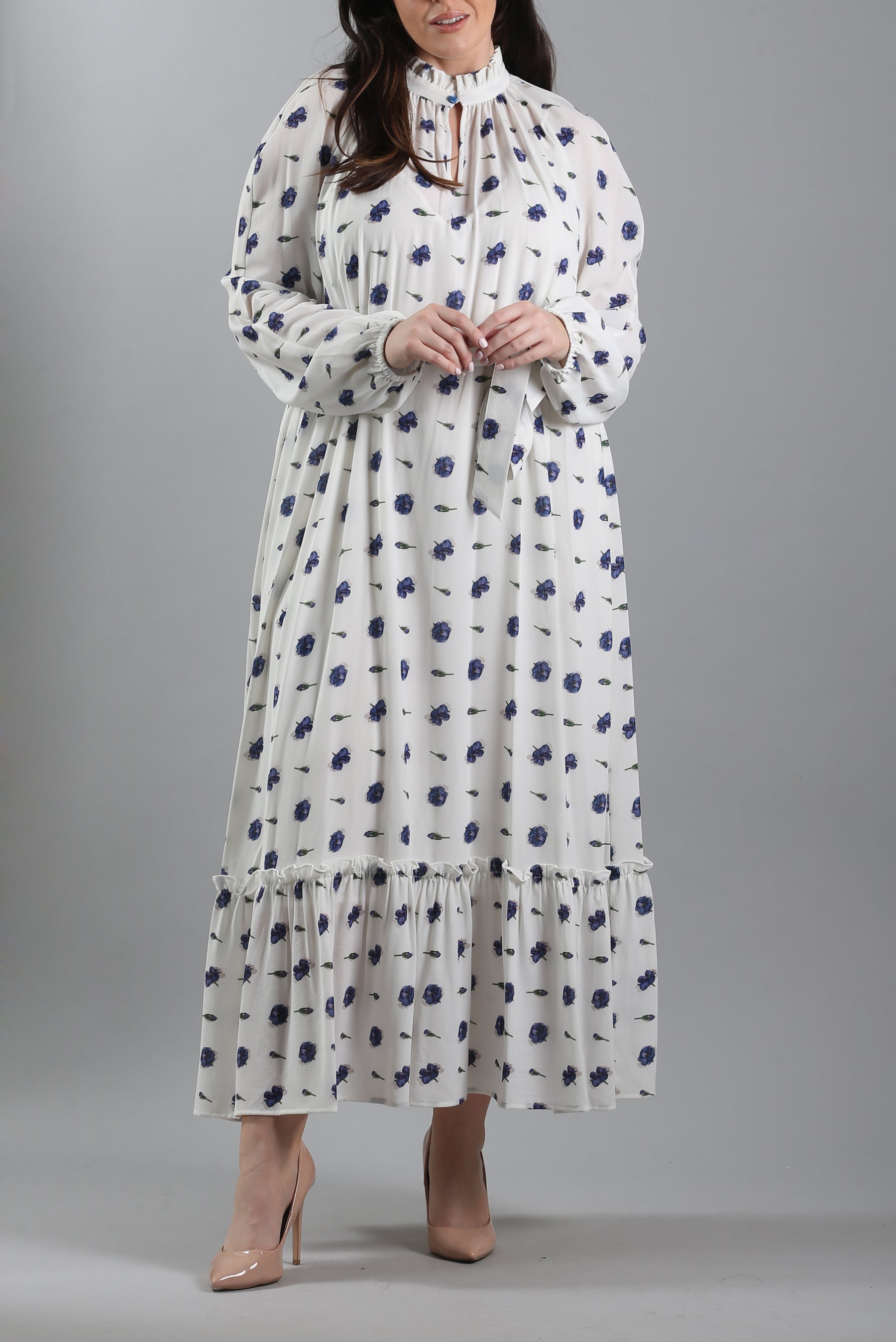 Antoinette Belted Floral-Print Crepe Midi Dress