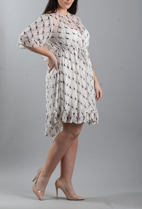 Amalia Ruffled Printed Crepon Mini Dress