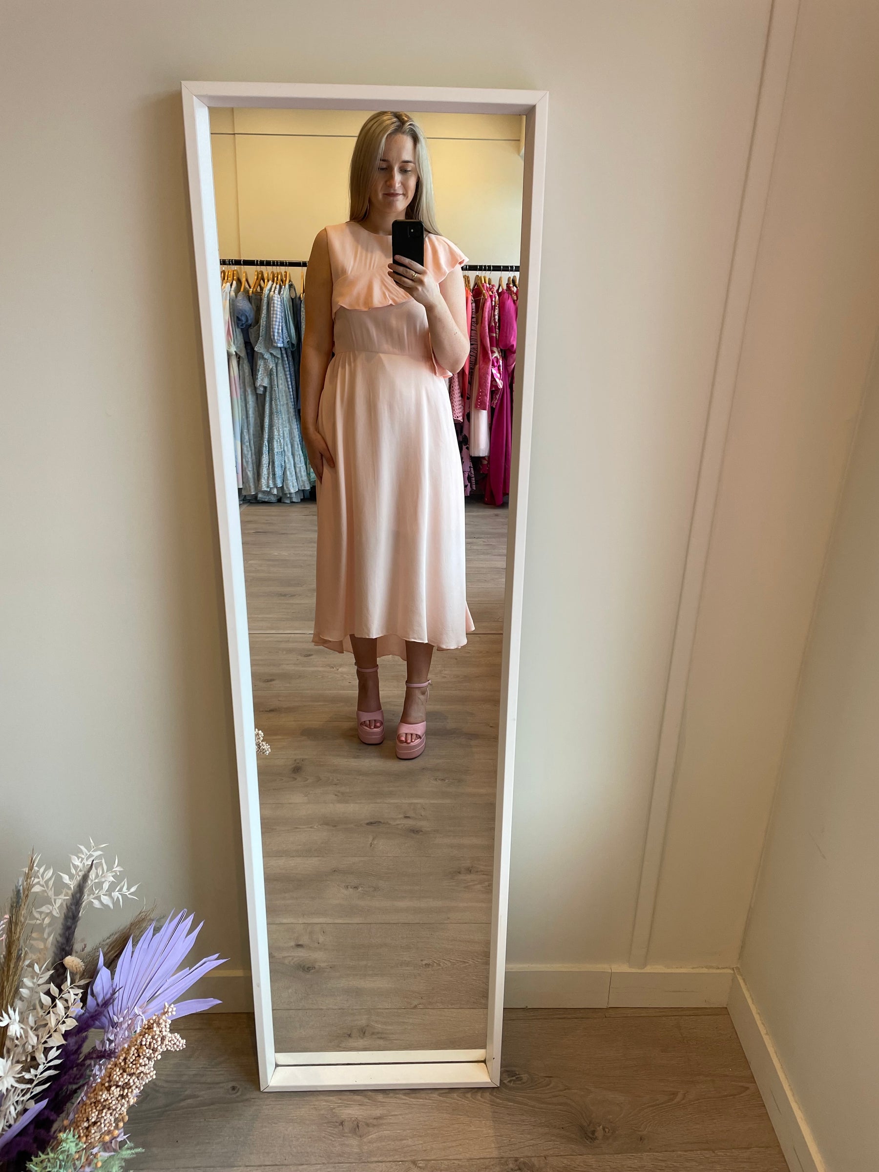 Maje Pink Asymmetric Riviera Dress