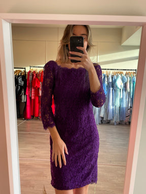 Diane Von Furstenberg purple lace midi dress