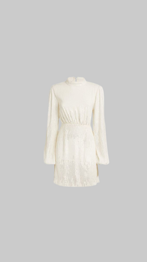 LARA - Ivory Sequin Sequin Bow Back Mini Dress